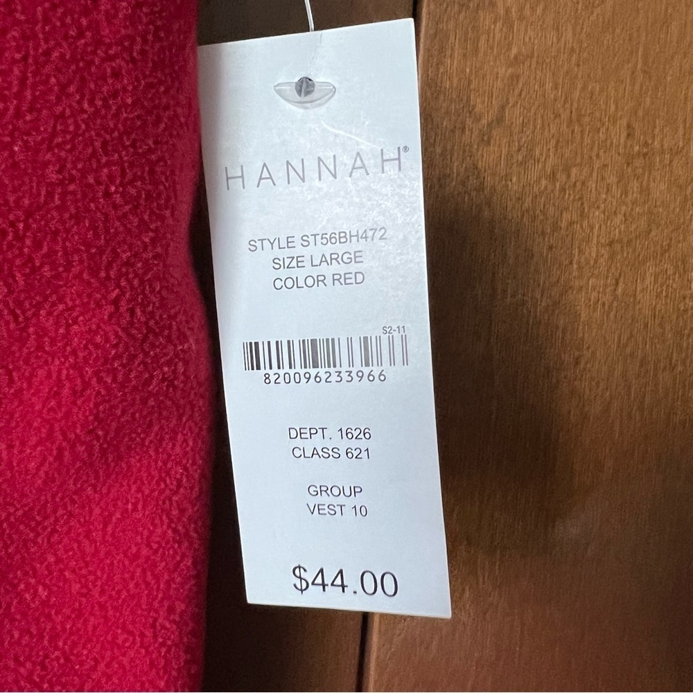 Hannah Zip Front Red Fleece Vest NWT Large - Picture 5 of 7